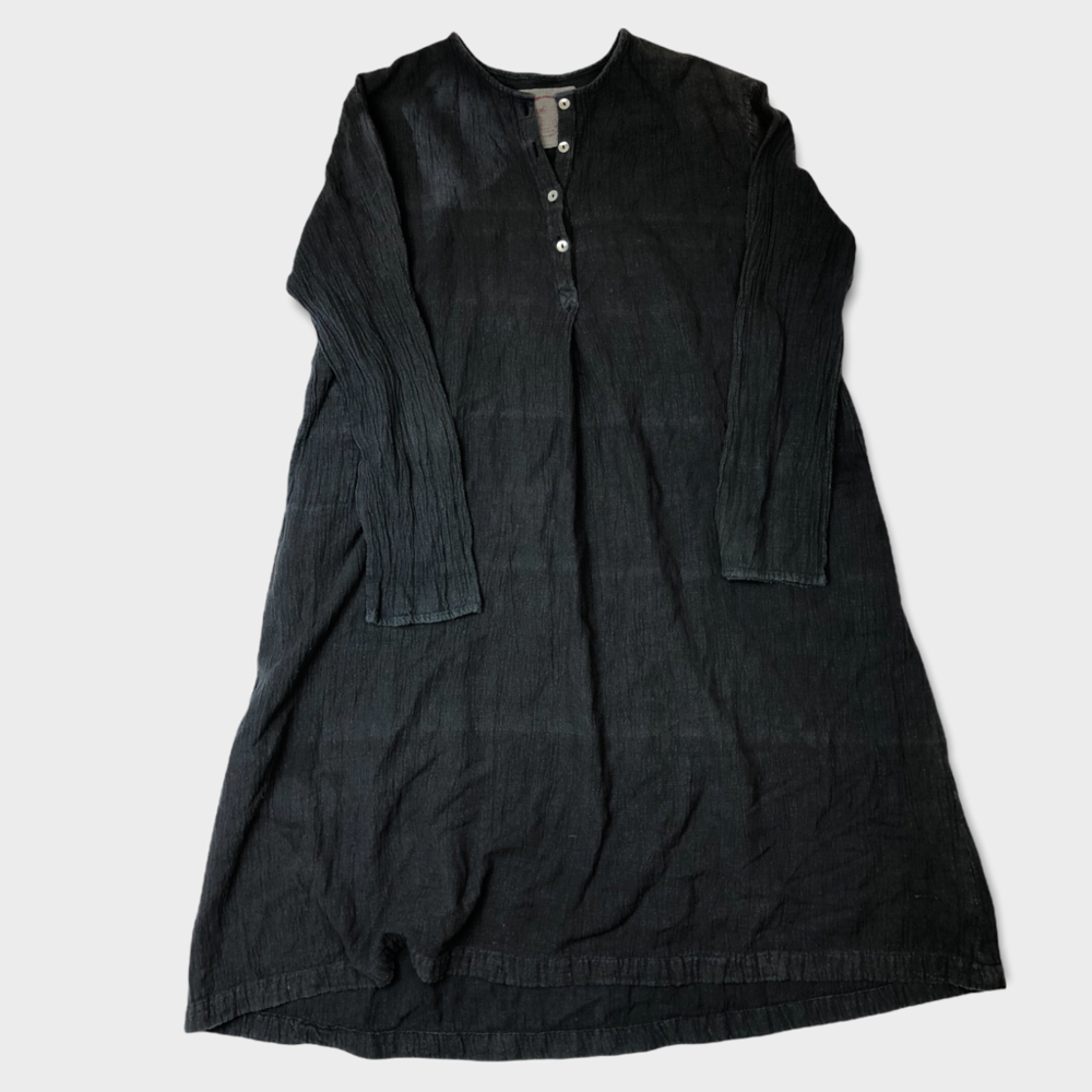 Black Long Sleeve Button Down Oversize T-shirt Midi Dress Size 2